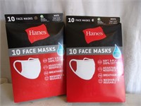 2 New Hanes Face Masks - 10 ct each