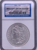 1886 Morgan silver dollar BU by NGC