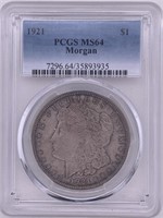 1921 Morgan silver dollar MS64 by PCGS