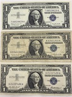 Lot of three silver certificates: 1957, 1957A, 195