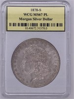 1878S Morgan Silver Dollar MS67PL WCG