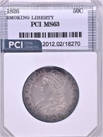 1826 Capped Bust silver half dollar graded MS63 Sm