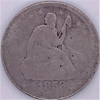 1853 O Seated Liberty silver quarter dollar, with