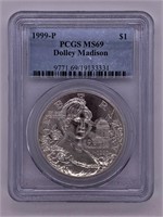 1999 P Dolly Madison silver dollar MS69 by PCGS