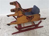 Antique oak rocking horse chair