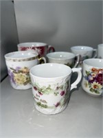 15 Small Teacups, Pyrex bowl- Blue Horizon