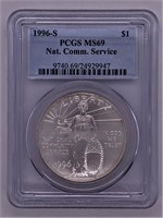 1996 S National Community Service silver dollar
