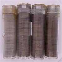 4 Rolls of US wheat and steel cents, 1 roll is all