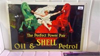 REPRO SHELL TIN SIGN 60CM WIDE X 40CM HIGH
