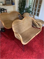 2- wicker love seats, chair, and 2 end tables.