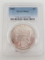 1885 Graded PCGS MS62 Morgan Silver Dollar