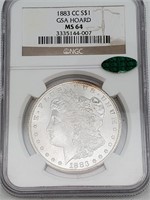 1883-CC Graded Morgan SIlver Dollar MS64 CAC