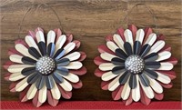 Red, white, and blue metal flower decor
