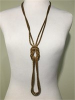 Retro Boho necklace knotted long gold jewelry