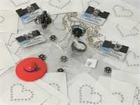 Jewelry rings bracelets  Red Hat Society brooch