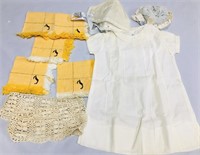 Vintage linens Dress made in Portugal crochet