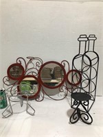 Home decor Metal mirror wine bottle holder and