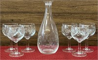 decanter & stemmed glasses crystal