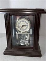 Mantel Clock Wood and Silver Tones