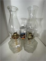 2 Vintage Oil Lamps and Oil