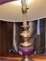 Vintage Brass and Maroon Lamp