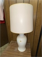 White Table Lamp with Barrel Shade