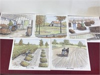 Set of 5 Kentucky Burley prints by Howard Fain