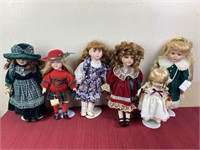 6 modern dolls.