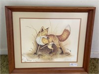 Framed Red Fox by Jim Oliver artist signed in