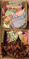 2 boxes of fabric and blanket