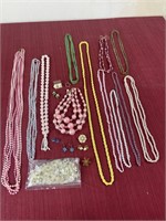 Beaded costume jewelry, necklaces and earrings
