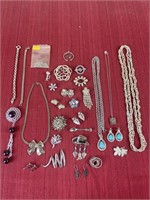 Silver toned costume jewelry, necklaces,