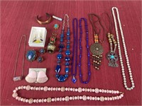 Costume jewelry, necklaces, earrings, bracelets,