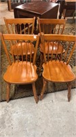 Set of Four Maple Spindle Back Chairs