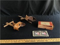 Pair of anitque stereoviewers and cards
