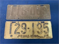 lot of 2 PA License Plates,1920,22