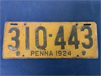 1924 Pennsylvania License Plate
