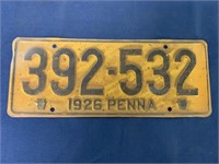 1926 Pennsylvania License Plate