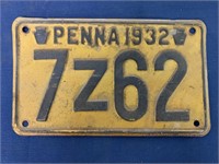 1932 Pennsylvania License Plate