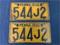lot of 2 PA License Plates,1932