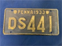 1933 Pennsylvania License Plate