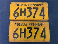 lot of 2 PA License Plates,1936