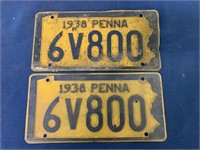 lot of 2 PA License Plates,1938