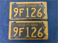lot of 2 PA License Plates 1939