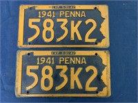 lot of 2 PA License Plates 1941