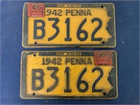 lot of 2 PA License Plates,1942,Exp 1944