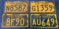 lot of 4 PA License Plates,1945,46,47,48