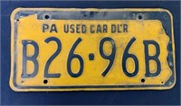 PA Used Car Dealer License Tag