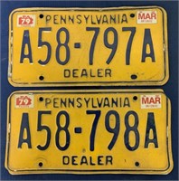 lot of 2 PA Dealer License Plates