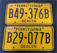 lot of 2 PA Dealer License Plates